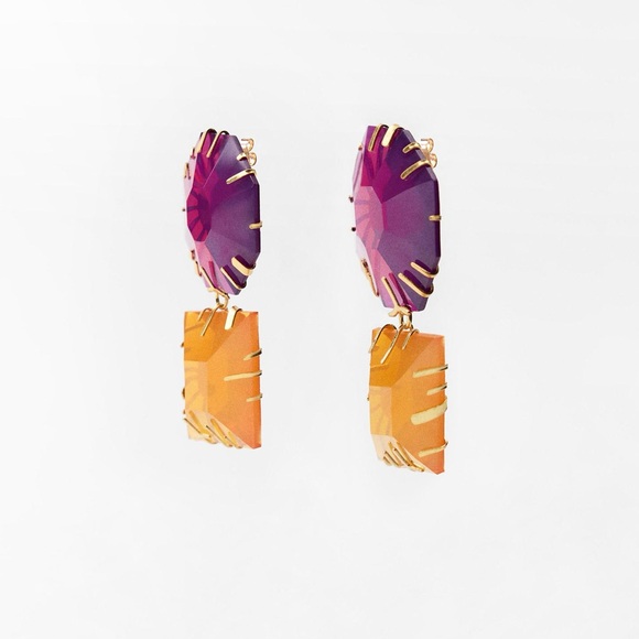 Zara Multicolor Resin Statement Earrings - Bold Geometric Jewelry - Picture 3 of 5